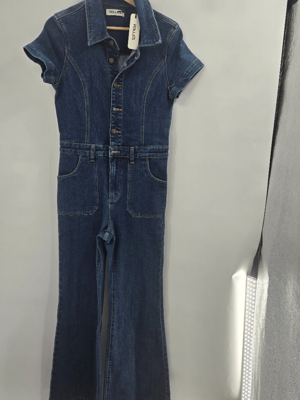 Rolla's Blue Sailor Denim Wide Leg 70s Inspired Jumpsuit 10/Medium